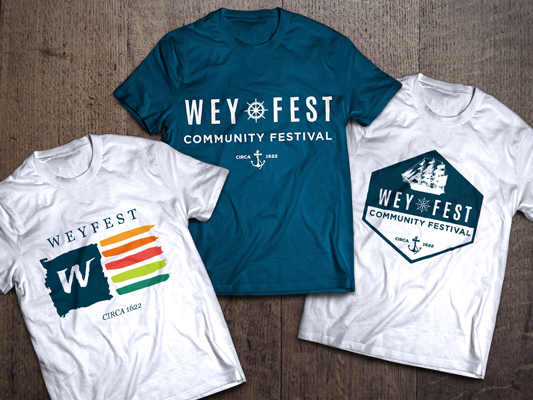 My team designed a multitude of t-shirts for WeyFest patrons to purchase while as the festival, including the main WeyFest logo, a retro design and a few other secondary logo designs we created just for screen printing.